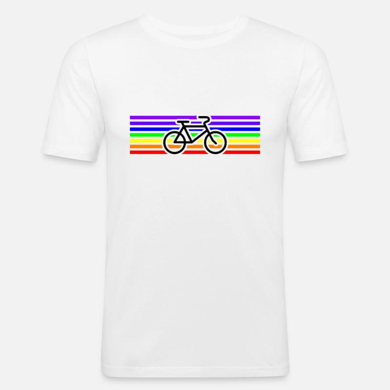 Fahrrad Regenbogen Frieden Geschenkidee - Männer Slim Fit T-Shirt - Weiß