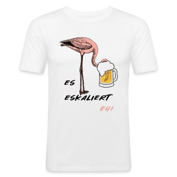 Flamingo Bier Alkohol saufen cooler Spruch - Männer Slim Fit T-Shirt - Weiß - Vorne - Nik (191cm)