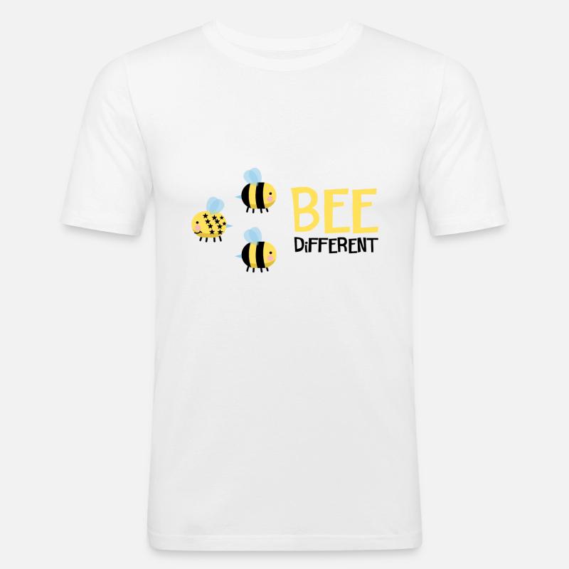 Bee Be Different Geschenk - Männer Slim Fit T-Shirt - Weiß