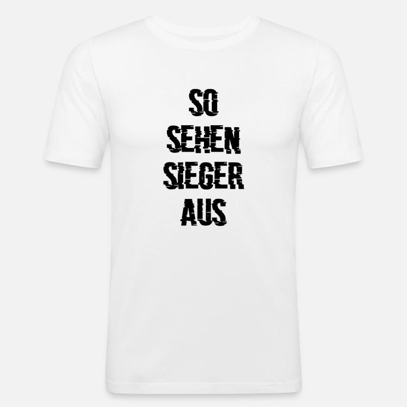So sehen Sieger aus Geschenk - Männer Slim Fit T-Shirt - Weiß