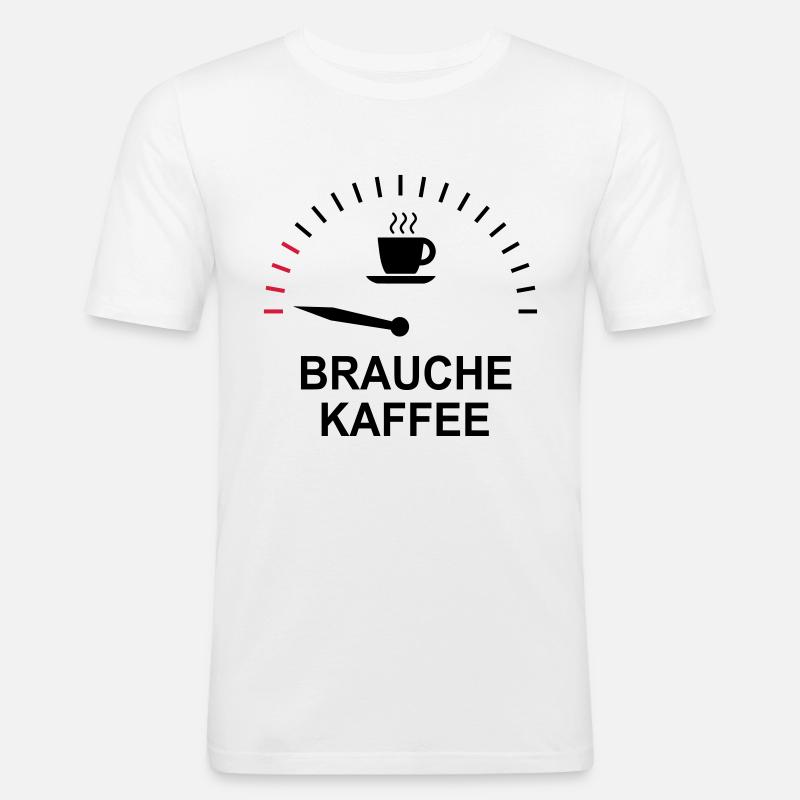 Kaffee - Männer Slim Fit T-Shirt - Weiß