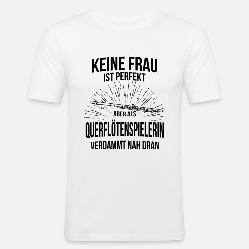 Querflöte Querflötenspieler Querflötist - Männer Slim Fit T-Shirt - Weiß