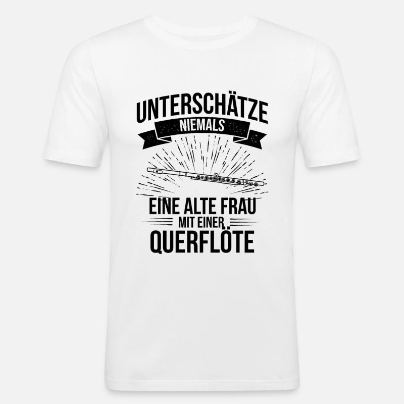 Querflöte Querflötenspieler Querflötist - Männer Slim Fit T-Shirt - Weiß