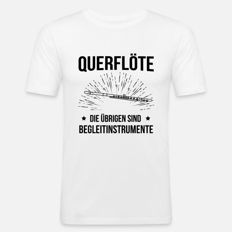 Querflöte Querflötenspieler Querflötist - Männer Slim Fit T-Shirt - Weiß
