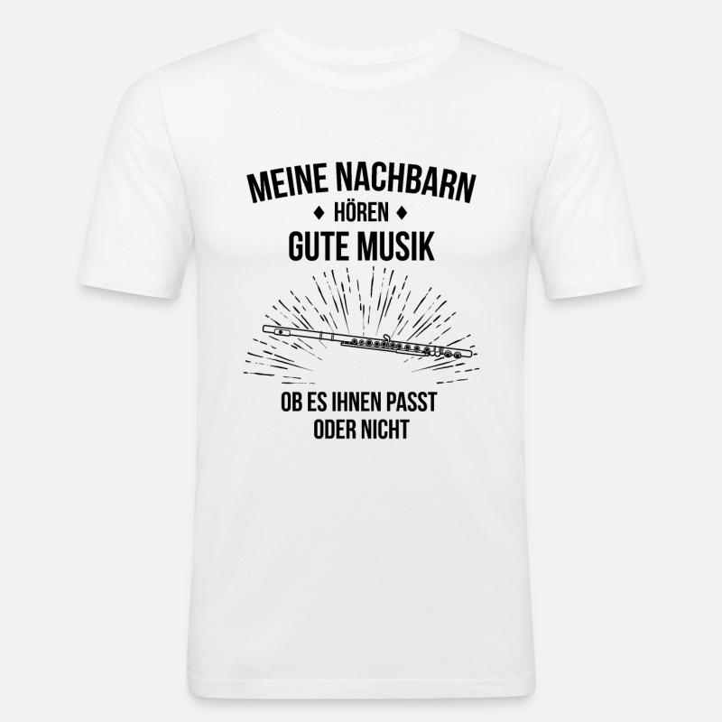 Querflöte Querflötenspieler Querflötist - Männer Slim Fit T-Shirt - Weiß