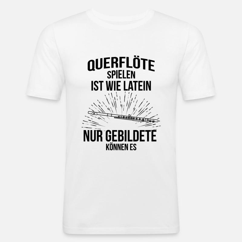 Querflöte Querflötenspieler Querflötist - Männer Slim Fit T-Shirt - Weiß