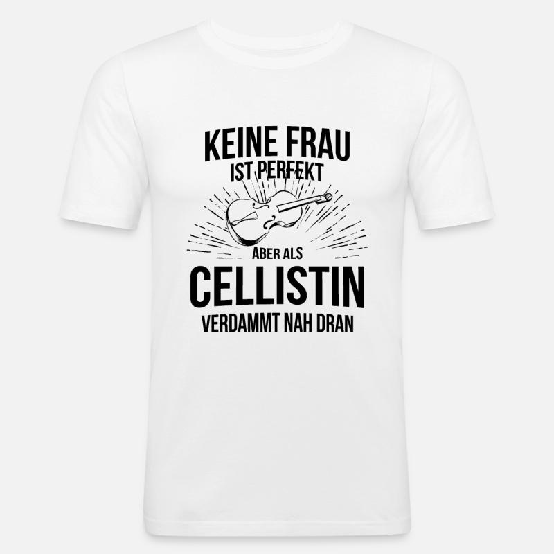 Cello Cellospieler Cellist - Männer Slim Fit T-Shirt - Weiß
