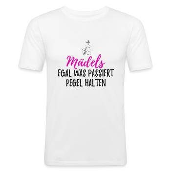 Party - Männer Slim Fit T-Shirt - Weiß - Vorne - Nik (191cm)