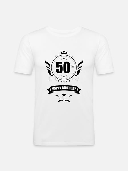 Gelukkige 50e verjaardag - 50e verjaardag - Mannen slim fit T-shirt - wit