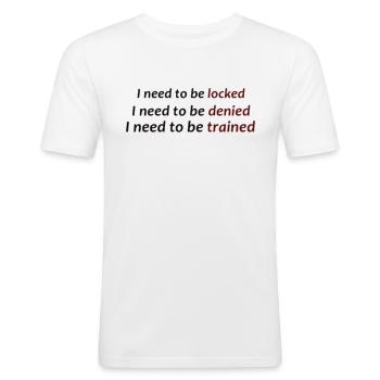 domsub-clothing.com - Männer Slim Fit T-Shirt - Weiß - Vorne - Nik (191cm)