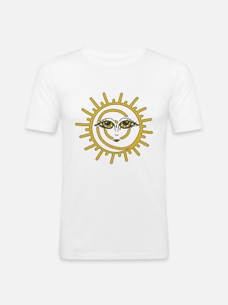 Sun motif with face - Men's Slim Fit T-Shirt - white