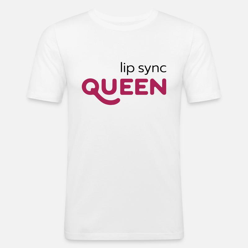 Lip Sync Queen - Männer Slim Fit T-Shirt - Weiß