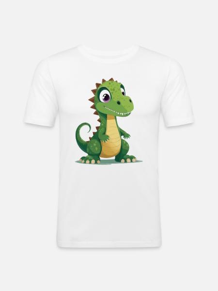 Niedlicher Dinosaurier - Männer Slim Fit T-Shirt - Weiß