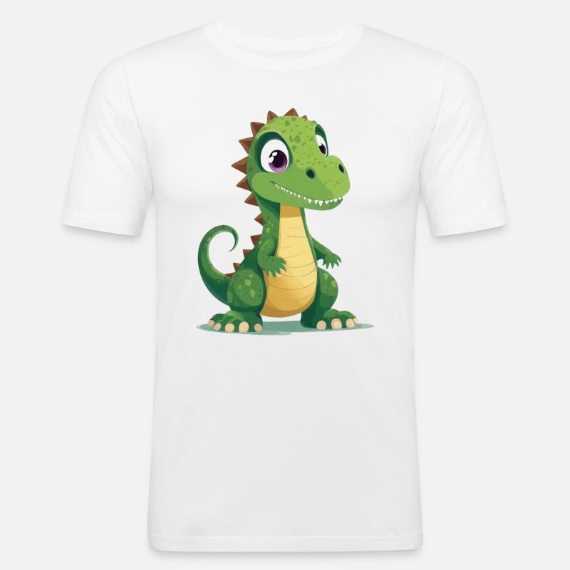 Niedlicher Dinosaurier - Männer Slim Fit T-Shirt - Weiß