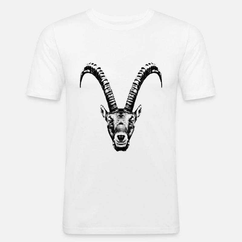 Steinbock / Kopf / Ibex / frontal - Männer Slim Fit T-Shirt - Weiß