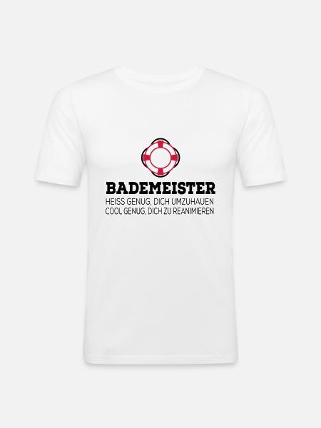 Bademeister - Männer Slim Fit T-Shirt - Weiß