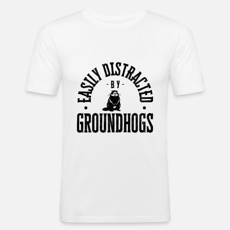 Easily distracted by groundhogs - Männer Slim Fit T-Shirt - Weiß