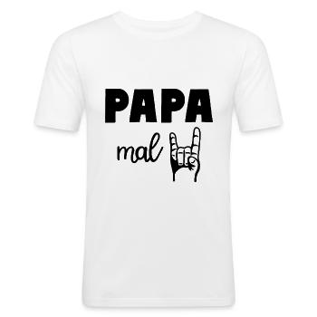 Papa mal Zwei 2 Kinder Rocker Vater - Männer Slim Fit T-Shirt - Weiß - Vorne - Nik (191cm)