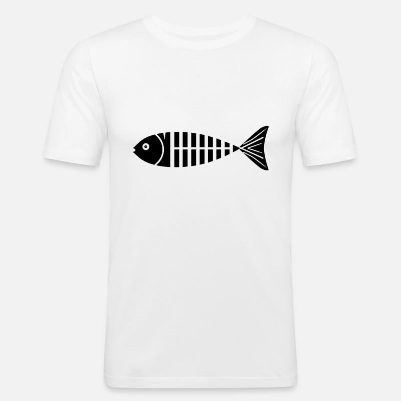 Fisch - Männer Slim Fit T-Shirt - Weiß