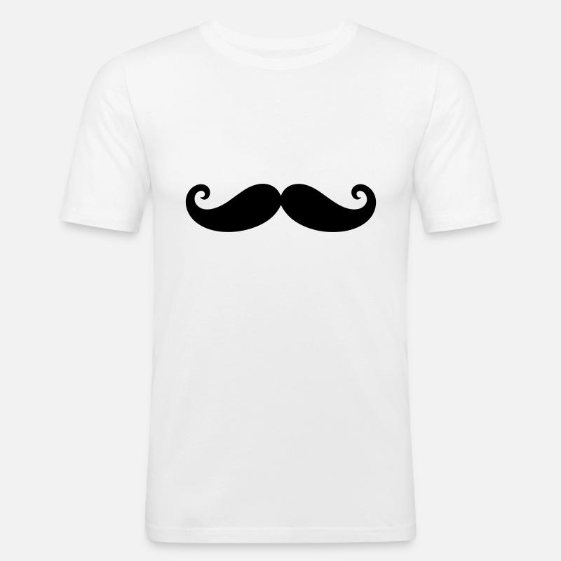 Schnurrbart - Männer Slim Fit T-Shirt - Weiß