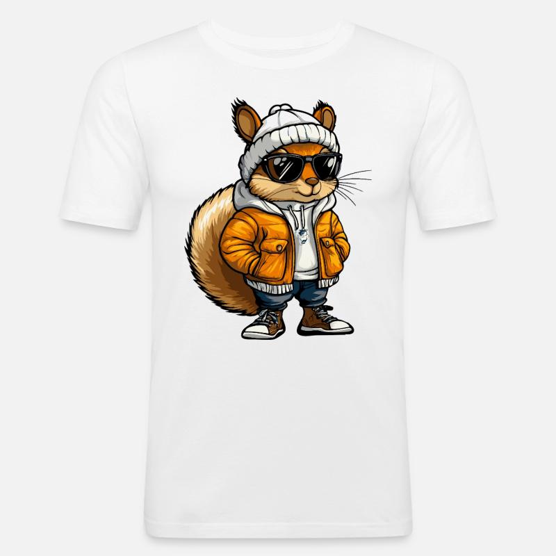 Eichhörnchen Cool Comic - Männer Slim Fit T-Shirt - Weiß