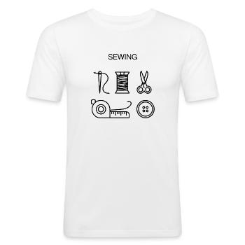 Fournitures de couture Conception de point fait à la main - T-shirt près du corps Homme - blanc - Devant - Nik (191cm)