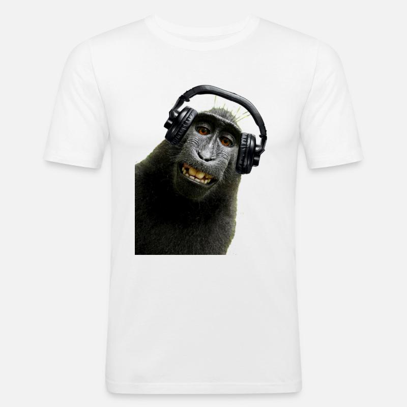Hemd Monkey Music von Custom - Männer Slim Fit T-Shirt - Weiß