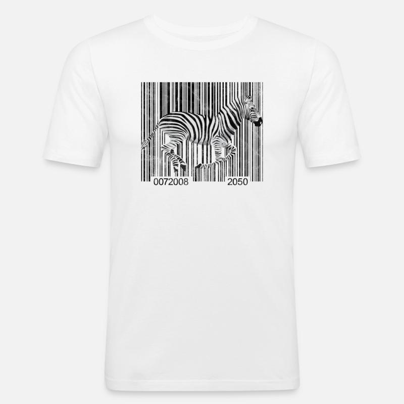 Zebra Barcode Running Graphic - Men's Slim Fit T-Shirt - white