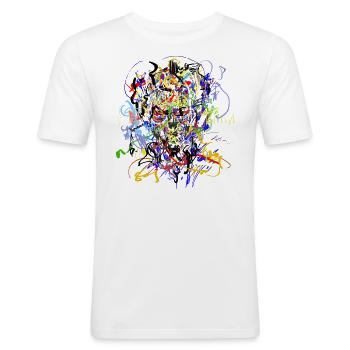 abstrakt - Männer Slim Fit T-Shirt - Weiß - Vorne - Nik (191cm)