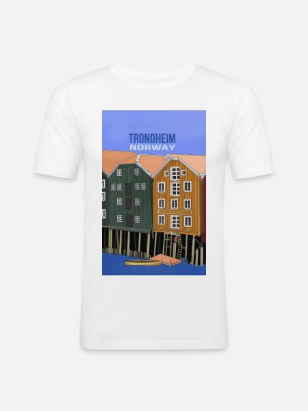 Trondheim Norway - Men's Slim Fit T-Shirt - white