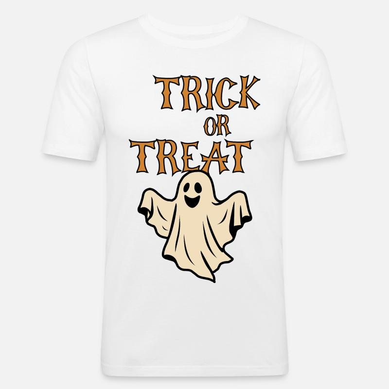 Trick oder Treat Geister Halloween Retro - Männer Slim Fit T-Shirt - Weiß
