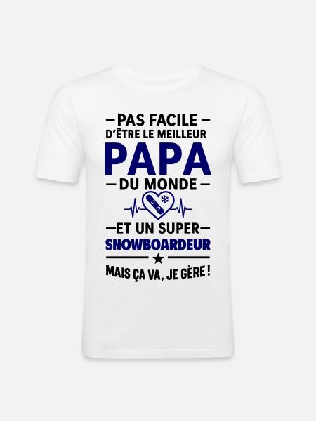 Heart + Snowboard – Super Snowboarder Dad - Men's Slim Fit T-Shirt - white