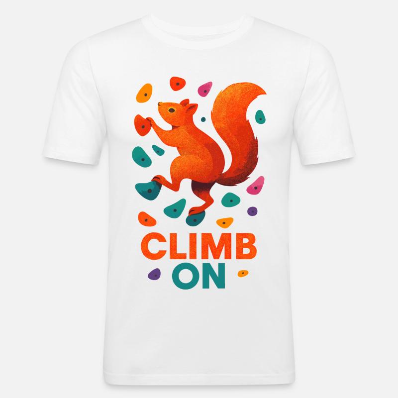 Bouldern Eichhörnchen Klettern Motivation Geschenk - Männer Slim Fit T-Shirt - Weiß