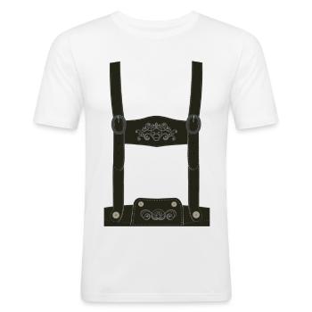 Lederhosen / - Outfit / Tracht/ Wiesn - Männer Slim Fit T-Shirt - Weiß - Vorne - Nik (191cm)