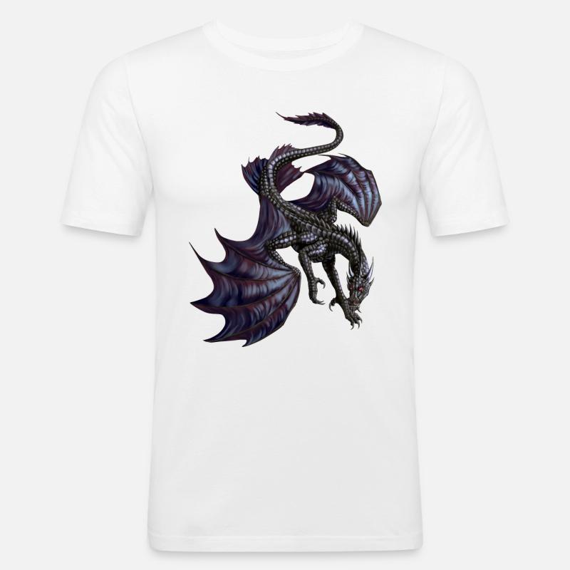 Schwarzer Drache - Männer Slim Fit T-Shirt - Weiß