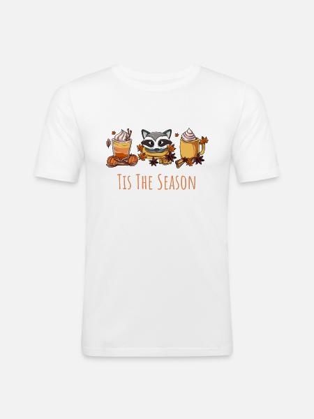 Latte Kaffee Waschbär - Männer Slim Fit T-Shirt - Weiß