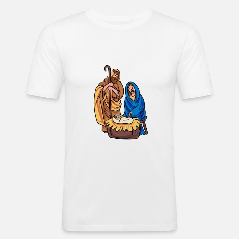 Weihnachtskrippe Krippe Jesus - Männer Slim Fit T-Shirt - Weiß