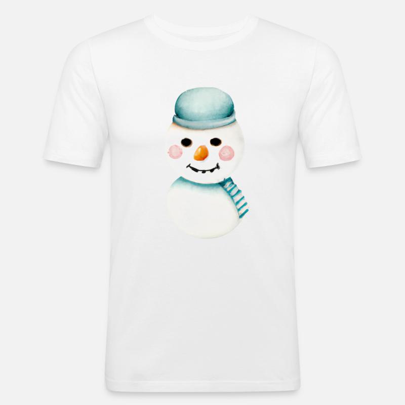 Retro Schneemann Kopf - Männer Slim Fit T-Shirt - Weiß