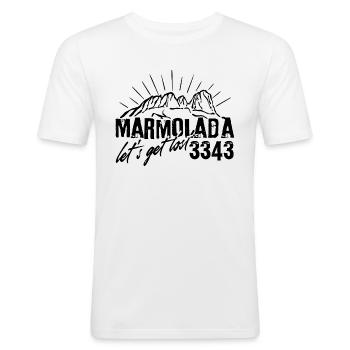 Marmolada 3343 Let’s get lost Dolomiten Südtirol - Männer Slim Fit T-Shirt - Weiß - Vorne - Nik (191cm)