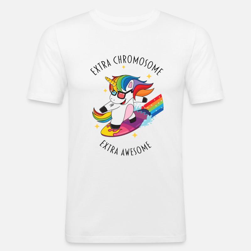 extra chromosome extra awesome - Männer Slim Fit T-Shirt - Weiß