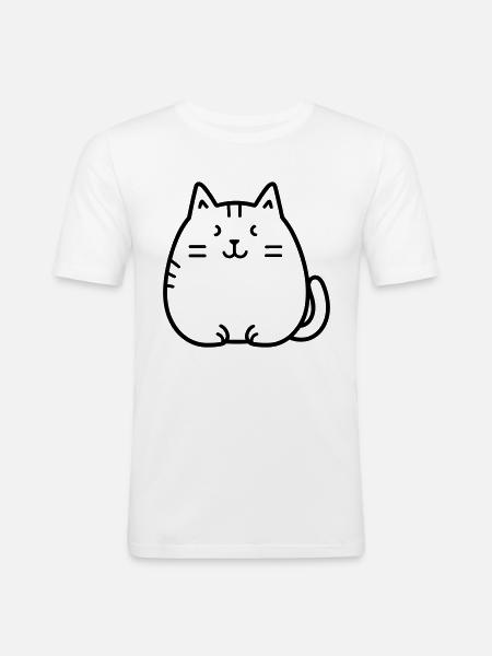 Katze - Männer Slim Fit T-Shirt - Weiß