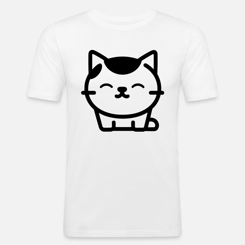 Katze - Männer Slim Fit T-Shirt - Weiß