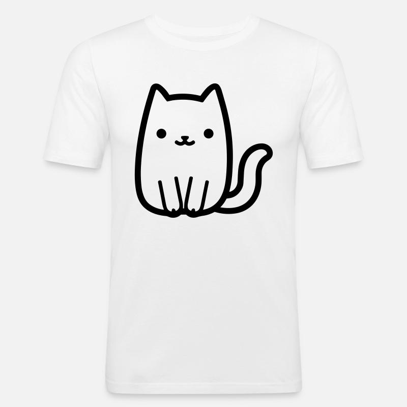 Katze - Männer Slim Fit T-Shirt - Weiß