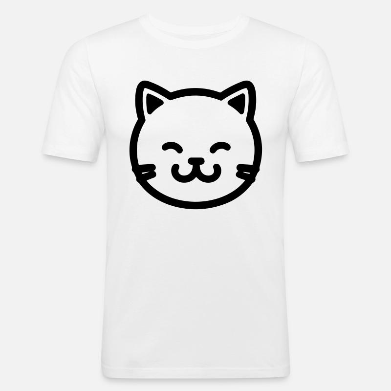 Katze - Männer Slim Fit T-Shirt - Weiß