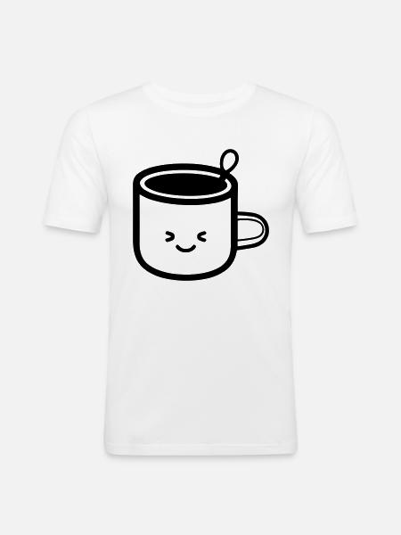 Kaffeebecher - Männer Slim Fit T-Shirt - Weiß