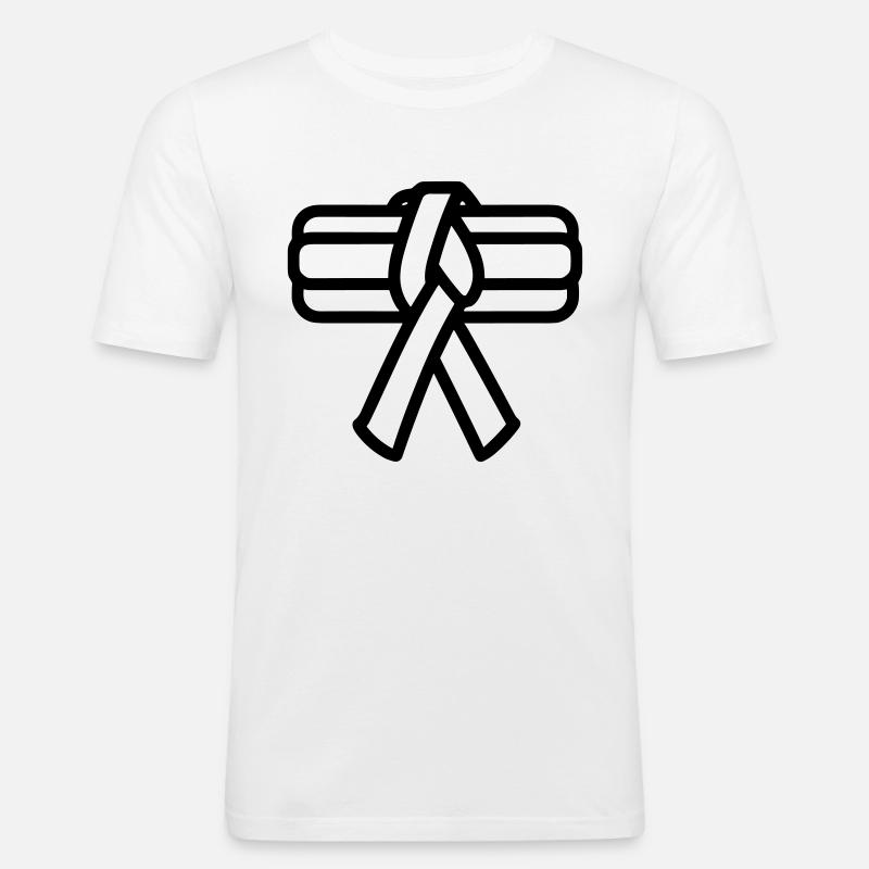 Gürtel - Männer Slim Fit T-Shirt - Weiß