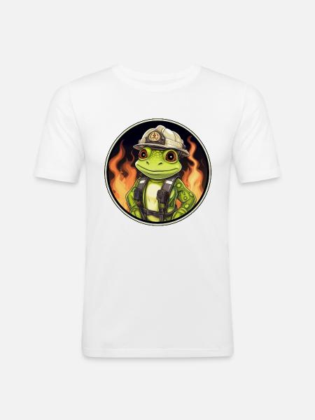 Fire Brigade Frog - Men's Slim Fit T-Shirt - white
