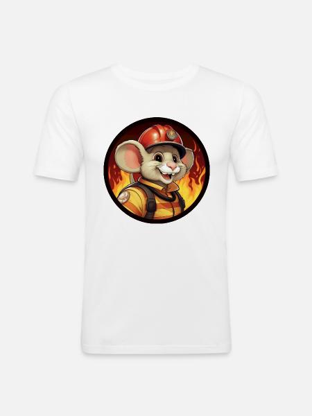 Souris pompier - T-shirt près du corps Homme - blanc