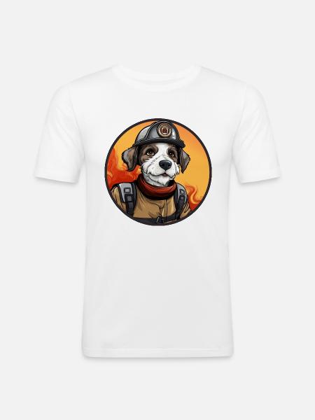 Fire Brigade Dog - Men's Slim Fit T-Shirt - white