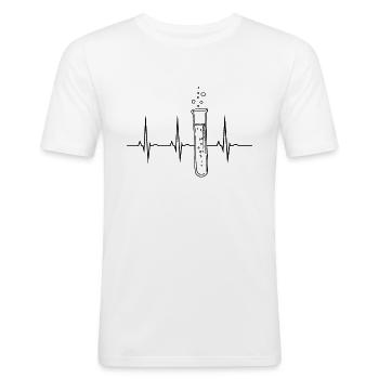 Chimiste battement du cœur chimie étudiant laboratoire cadeau - T-shirt près du corps Homme - blanc - Devant - Nik (191cm)